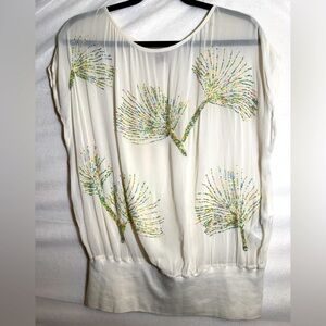 H&M Beaded Sheer Top Vintage M Shirt Blouse